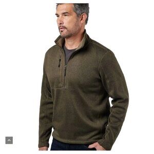 Landway Kodiak Herringbone Quarter Zip Sweater Knit Fleece Medium Mens Black Tan
